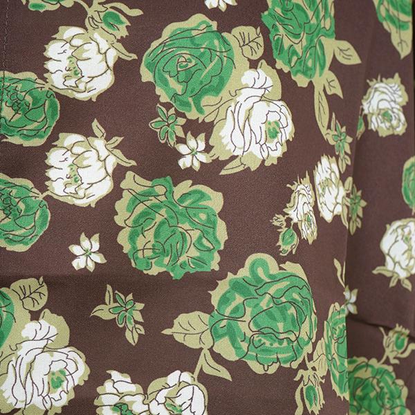 柄シャツ バラ ミニバラ ローズ 薔薇 花柄 フラワー 植物柄 ブラウン
