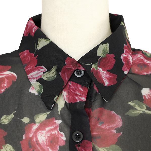 柄シャツ バラ柄 バラ ローズ 花柄 花 フラワー シアー シースルー