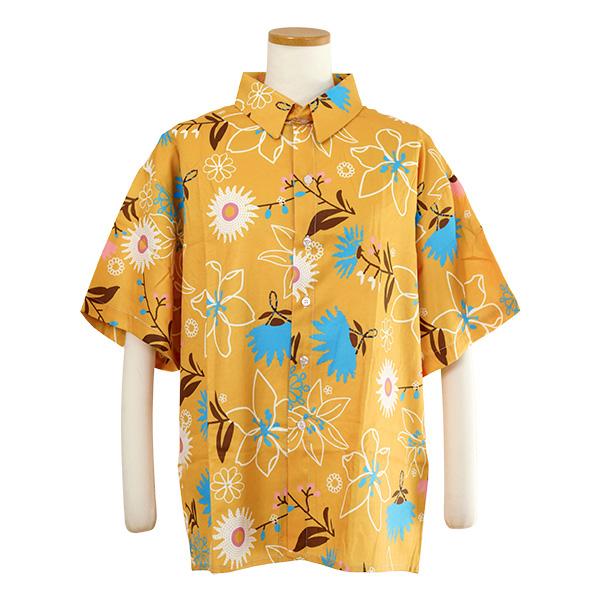 柄シャツ 花柄 フラワー柄 ボタニカル柄 イエロー 黄色 アロハ アロハ