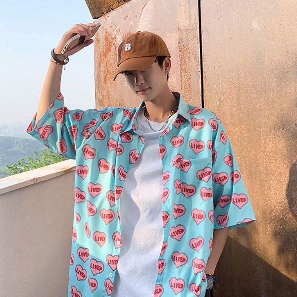 柄シャツ LIVEPロゴ ハート柄 ポップ 半袖 シャツ ダンス 衣装 ヒップ