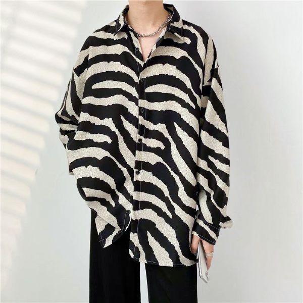 柄シャツ ゼブラ柄 アニマル柄 ブラック 長袖 シャツ ダンス 衣装