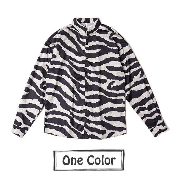 柄シャツ ゼブラ柄 アニマル柄 ブラック 長袖 シャツ ダンス 衣装