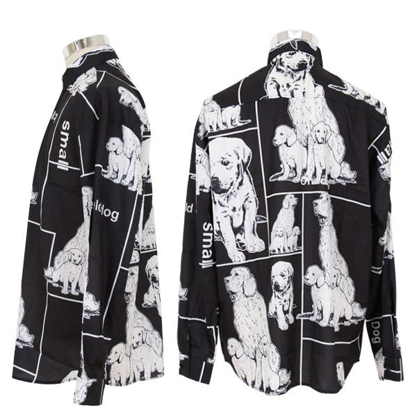 DOGS GERMANY 犬柄 長袖シャツ 柄シャツ DOG柄 長袖 犬柄 モノトーン シャツ トップス ダンス 衣装