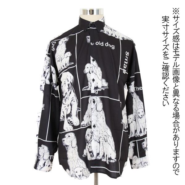 柄シャツ DOG柄 長袖 犬柄 モノトーン シャツ トップス ダンス 衣装
