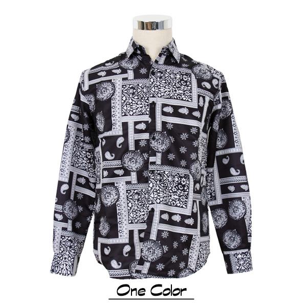 柄シャツ バンダナ柄 長袖 ペイズリー柄 シャツ トップス ダンス 衣装