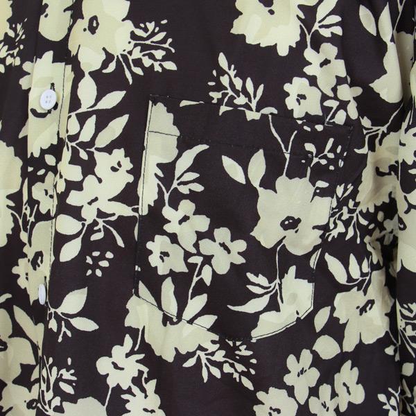 柄シャツ フラワー柄 ブラック×ベージュ 黒 花柄 長袖 シャツ ダンス