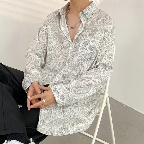 柄シャツ ペイズリー柄 長袖シャツ バンダナ柄 プリント 白 黒 ダンス 衣装 ヒップホップ 韓国 大きいサイズ 個性的 春服 秋服 シャツ トップス |  | 04