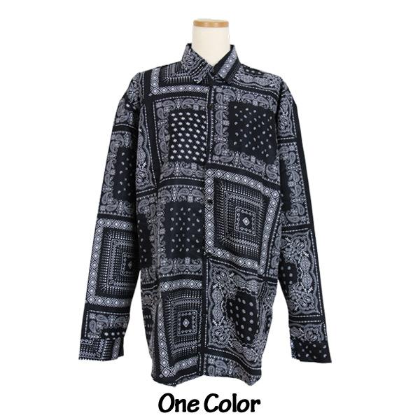 柄シャツ ペイズリー柄 バンダナ柄 長袖 黒 ブラック ダンス 衣装