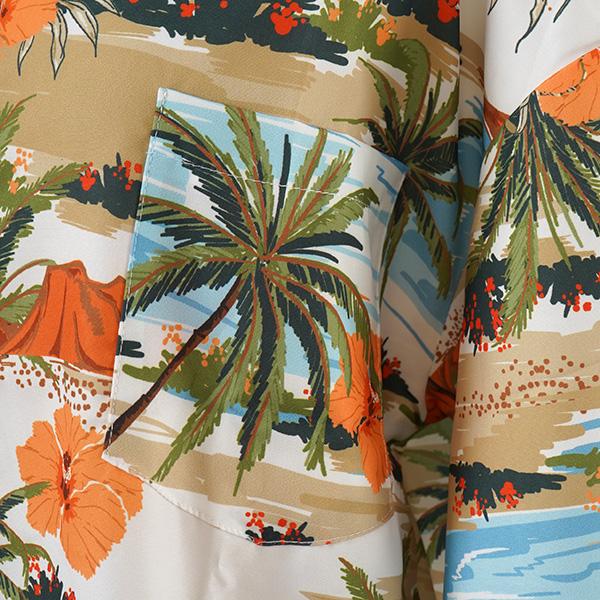 柄シャツ ハワイ柄 ハワイ ハワイアン ヤシの木 花 ハイビスカス 南国
