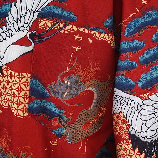 柄シャツ 和柄 和風 着物 浴衣 はっぴ 鶴 ツル 龍 ドラゴン 松 漢字
