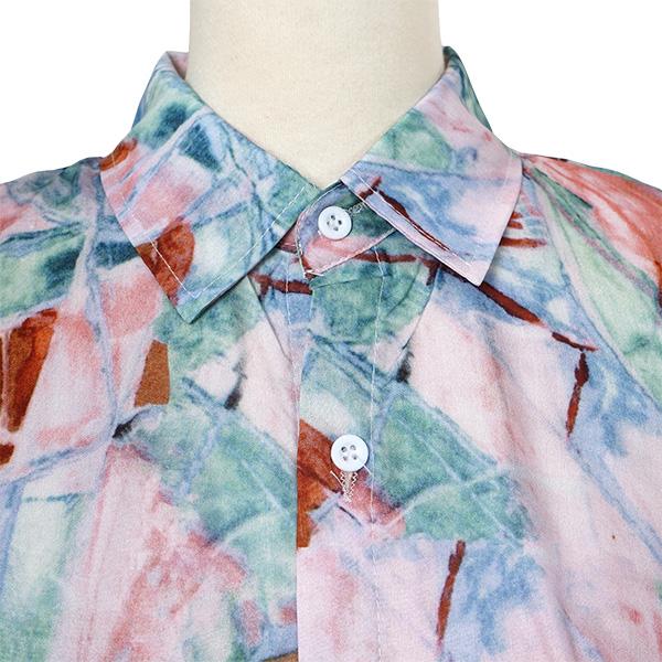 柄シャツ ペイント 絵画 芸術 抽象柄 ピカソ風 油絵 半袖 夏 オーバー  