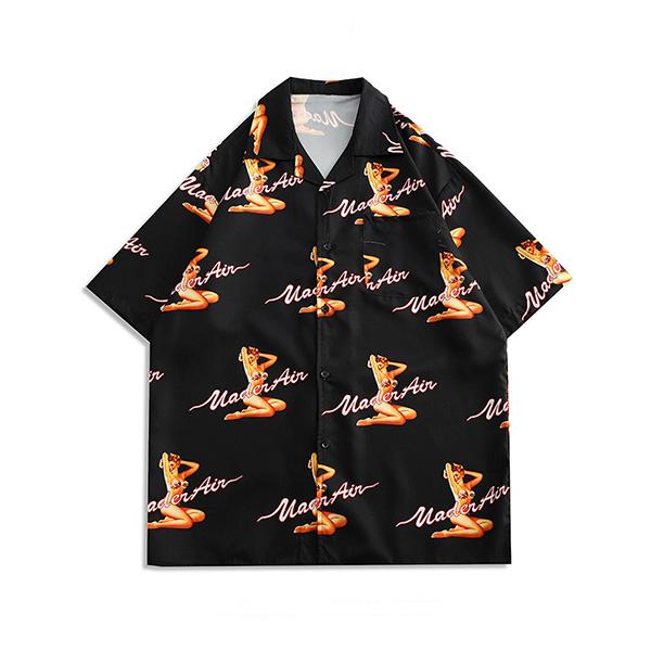 柄シャツ ピンナップ セクシー ガール ポスター ロゴ 英字 アニメ