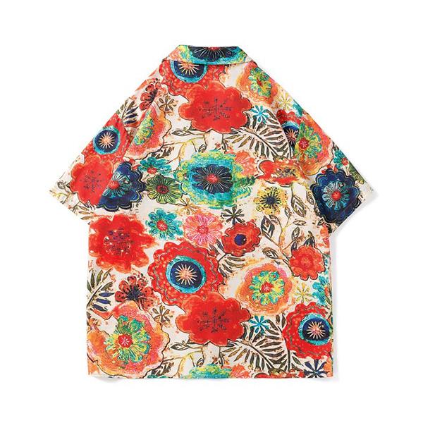 柄シャツ マルチカラー カラフル 花柄 フラワー ボタニカル 半袖