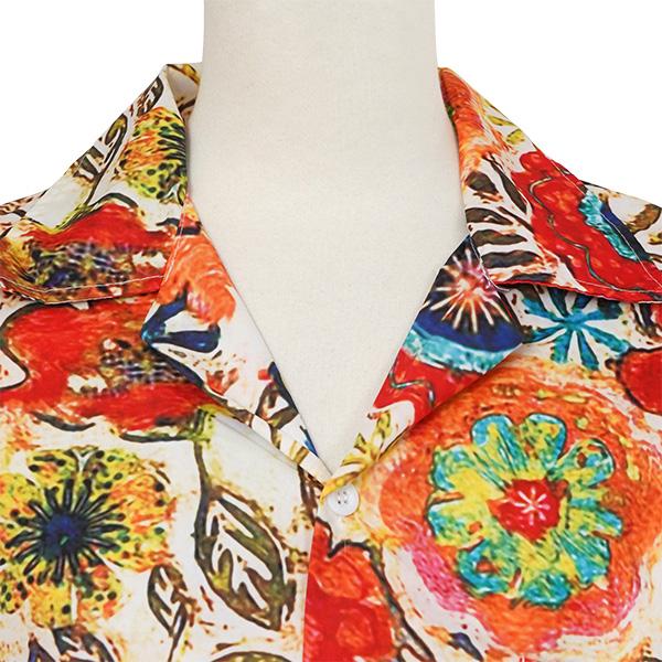 柄シャツ マルチカラー カラフル 花柄 フラワー ボタニカル 半袖