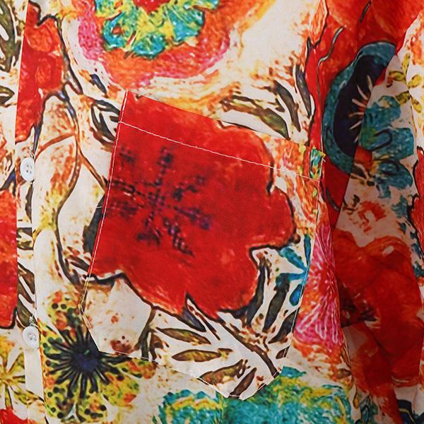柄シャツ マルチカラー カラフル 花柄 フラワー ボタニカル 半袖