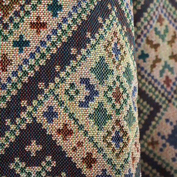 柄シャツ ジャカード アーガイル チェック ダイヤ柄 グリーン スナップ