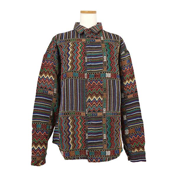 柄シャツ ジャカード 幾何柄 ブロック ジオメトリック
