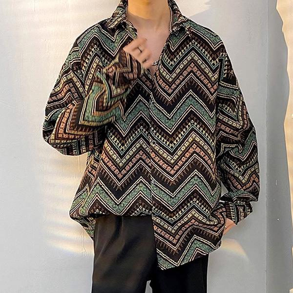 柄シャツ ジャカード ジグザグ 山形 縞柄 Z字形 稲妻形 ギザギザ 柄シャツ ジャカード ジグザグ 山形 縞柄 Z字形 稲妻形 ギザギザ