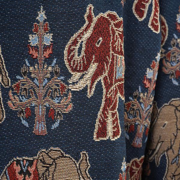 柄シャツ ジャカード ゾウ 像 エレファント 動物柄 アニマル柄