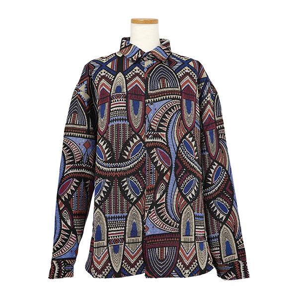 柄シャツ ジャカード ジオメトリック 幾何柄 幾何学模様 文様 曲線