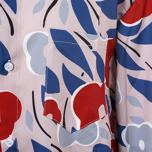 柄シャツ 花柄 フラワー 北欧 北欧風 モダン レトロモダン ピンク