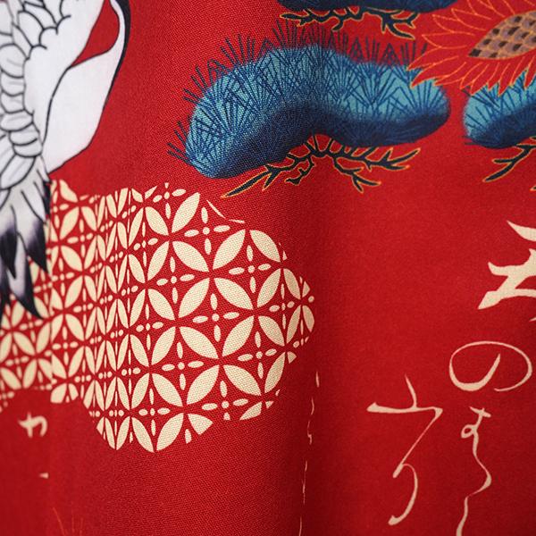 柄シャツ 鶴 鶴柄 ドラゴン 龍 和柄 和風 チャイナ柄 チャイナ服 着物