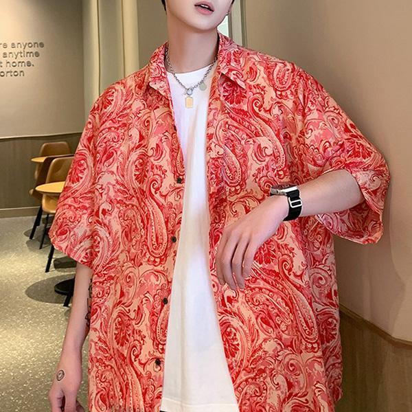 柄シャツ ペイズリー ペイズリー柄 オリエンタル 異国 アジアン