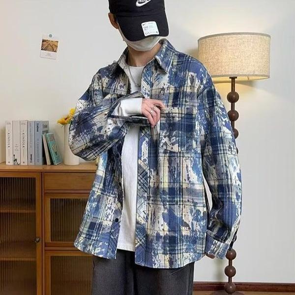 柄シャツ チェック柄 チェック ネルシャツ ボタニカル柄 植物柄 リーフ