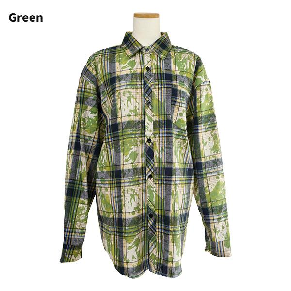 柄シャツ チェック柄 チェック ネルシャツ ボタニカル柄 植物柄 リーフ