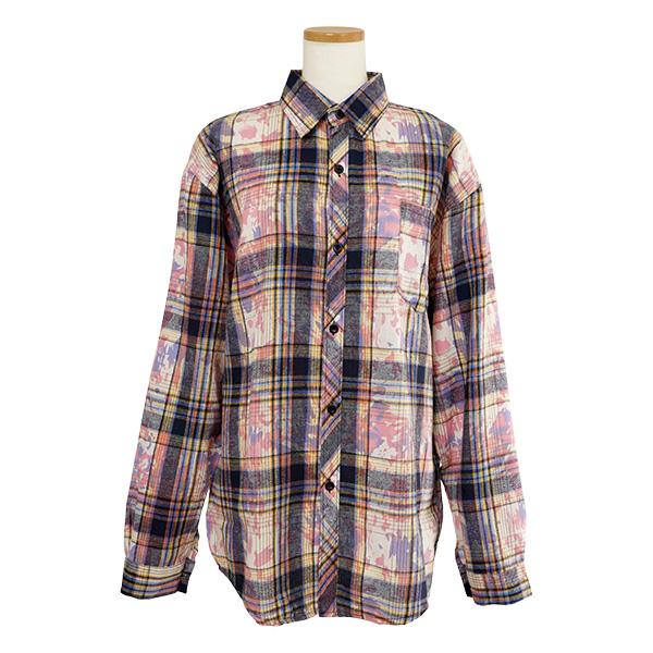 柄シャツ チェック柄 チェック ネルシャツ ボタニカル柄 植物柄 リーフ