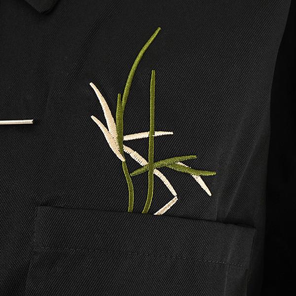 柄シャツ 刺繍 竹 バンブー 植物柄 メタル チャイナ風 アジアン 和風 無地 白 ホワイト 黒 ブラック 長袖 長袖シャツ オーバーサイズ 衣装 韓国 大きいサイズ |  | 13