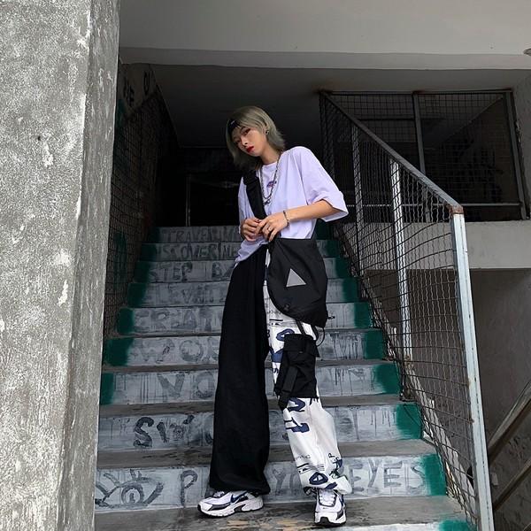 パンツ ボトムス シャカシャカパンツ ワイドパンツ アシンメトリーデザイン ポケット レディース ファッション Y3a228 韓国系ダンスウェアdecorative 通販 Yahoo ショッピング