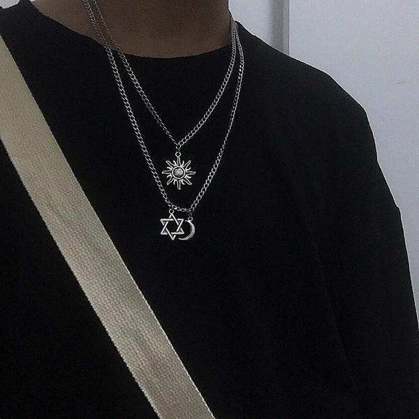 ネックレス ペンダント シルバーアクセ 重ね付け スター ムーン サン レディース ファッション Y3a259 韓国系ダンスウェアdecorative 通販 Yahoo ショッピング
