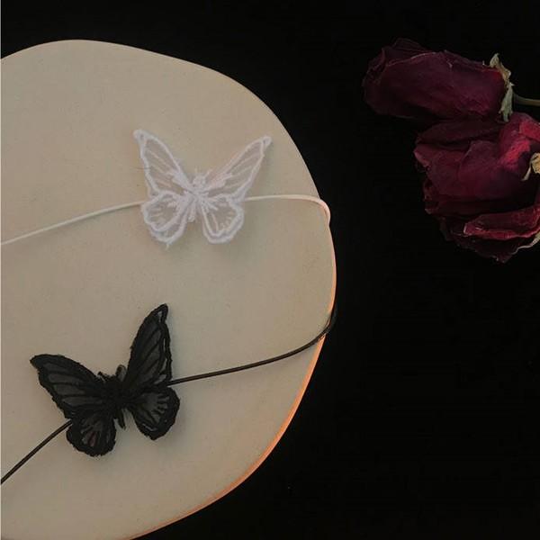 チョーカー 蝶 バタフライ アクセサリー レース ブラック ホワイト