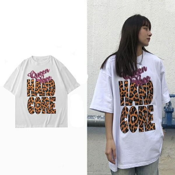 PARTY❤️　Tシャツ　カットソー　チュニック　アニマル柄　半袖　M トップス カットソー Tシャツ 半袖 ビッグサイズ アニマル柄 ヒョウ柄
