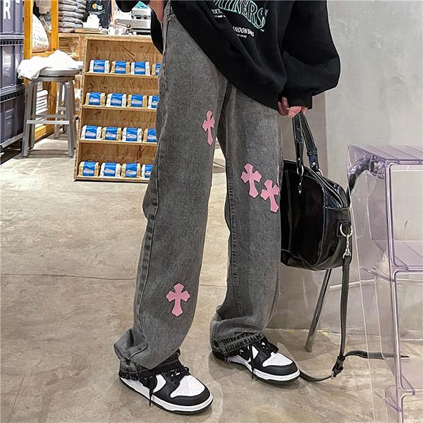 ピンククロス ジーンズ スモーキーグレー デニム レトロ ウォッシュ