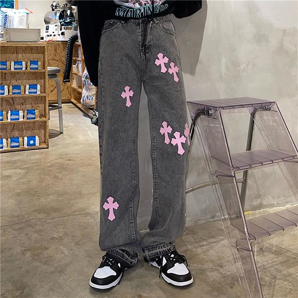 ピンククロス ジーンズ スモーキーグレー デニム レトロ ウォッシュ