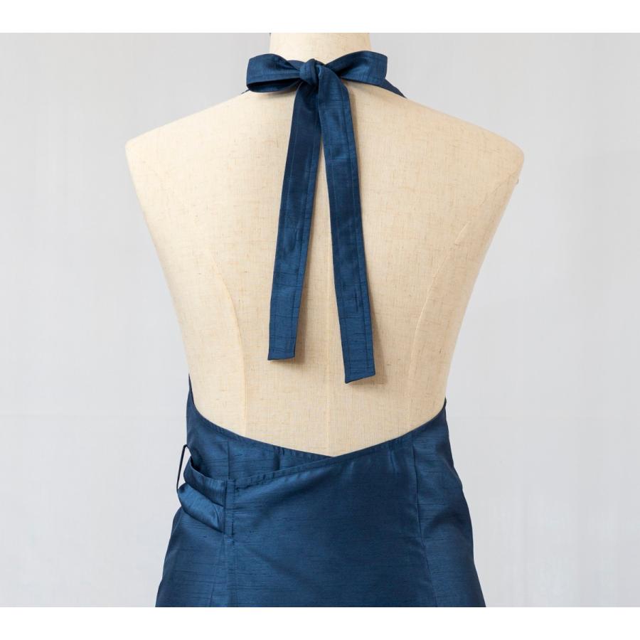 日本製】エプロン ドレスエプロン フリルリボン ネイビー おしゃれ