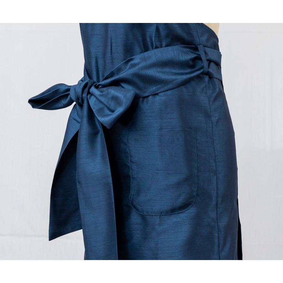 日本製】エプロン ドレスエプロン フリルリボン ネイビー おしゃれ