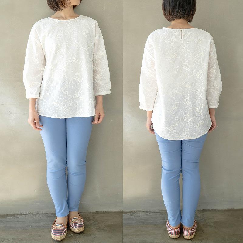 日本製 総刺しゅう ブラウス ホワイト系 L・LL・3L 送料無料 20代 30代 40代 50代 60代 70代 80代 AJ128 | ブランド登録なし | 01