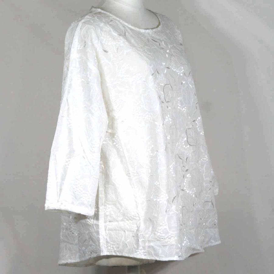 日本製 総刺しゅう ブラウス ホワイト系 L・LL・3L 送料無料 20代 30代 40代 50代 60代 70代 80代 AJ128 | ブランド登録なし | 07