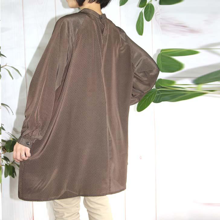 日本製 ギャザーチュニック 小紋柄 ナチュラルデシン M〜L 4L〜5L 送料無料 20代 30代 40代 50代 60代 70代 80代 AJ167 |  | 04