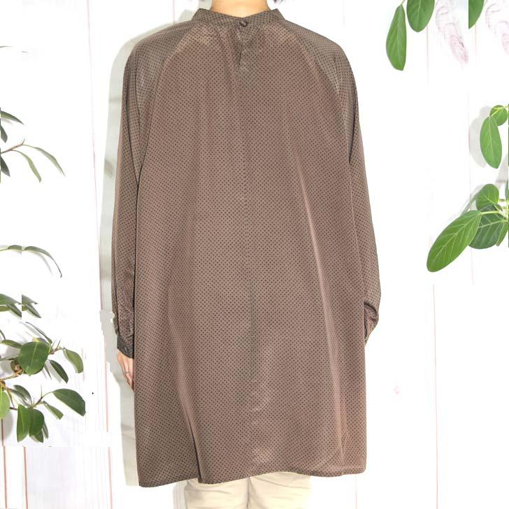 日本製 ギャザーチュニック 小紋柄 ナチュラルデシン M〜L 4L〜5L 送料無料 20代 30代 40代 50代 60代 70代 80代 AJ167 |  | 05