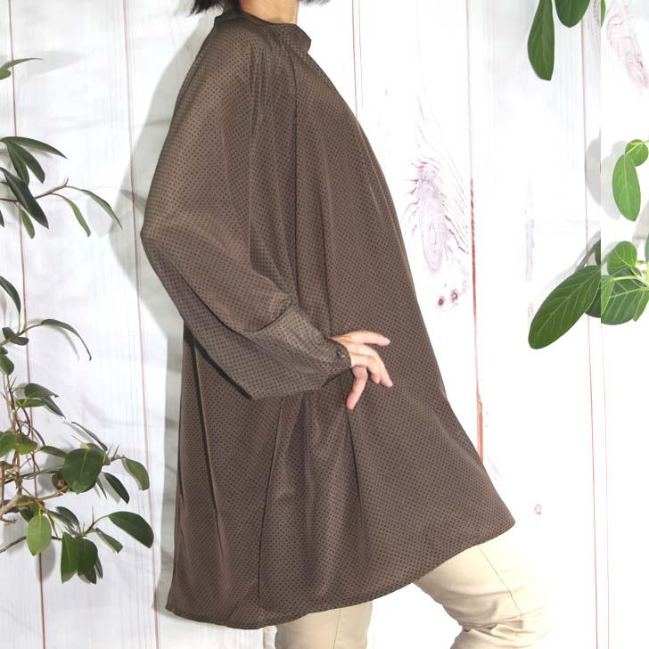 日本製 ギャザーチュニック 小紋柄 ナチュラルデシン M〜L 4L〜5L 送料無料 20代 30代 40代 50代 60代 70代 80代 AJ167 |  | 06