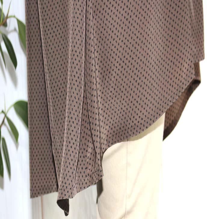 日本製 ギャザーチュニック 小紋柄 ナチュラルデシン M〜L 4L〜5L 送料無料 20代 30代 40代 50代 60代 70代 80代 AJ167 |  | 09