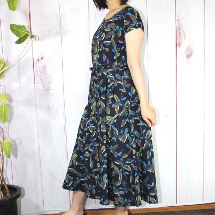 日本製 ワンピース レディース 夏 ロング丈 花柄 麻調 ミセス シニア 50代 60代 70代 大きいサイズ M〜5L 百貨店品質 送料無料 草花柄 大きいサイズ | ブランド登録なし | 03