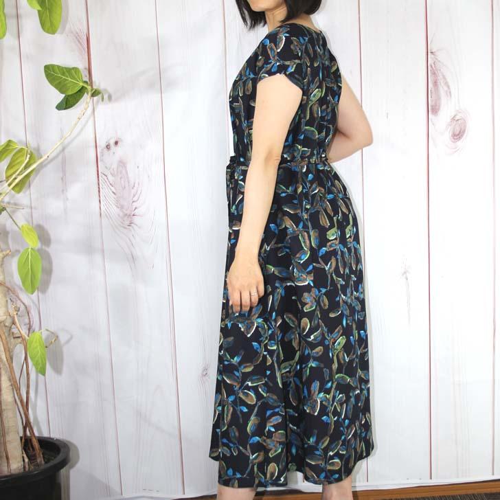 日本製 ワンピース レディース 夏 ロング丈 花柄 麻調 ミセス シニア 50代 60代 70代 大きいサイズ M〜5L 百貨店品質 送料無料 草花柄 大きいサイズ | ブランド登録なし | 04