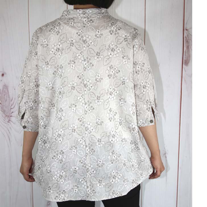 M-L LLサイズ日本製 送料無料 総刺繍 スタンド襟 ブラウス 20代 30代 40代 50代 60代 70代 80代 レディース ミセス シニア 9-11号 13号 ふんわり袖 花柄 七分袖 |  | 06
