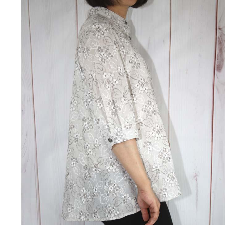 M-L LLサイズ日本製 送料無料 総刺繍 スタンド襟 ブラウス 20代 30代 40代 50代 60代 70代 80代 レディース ミセス シニア 9-11号 13号 ふんわり袖 花柄 七分袖 |  | 08