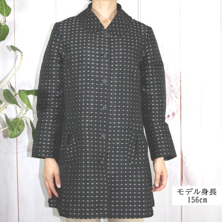 M LL 3L 4Lサイズ 日本製 送料無料 和調 ジャカード コート 丸襟 20代 30代 40代 50代 60代 70代 80代  レディース ミセス シニア  9号 13号 15号 17号 AJ522 | ブランド登録なし | 02